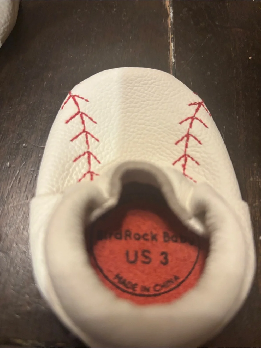 Hard Rock Cafe White Baby Moccasins with Red Stitching